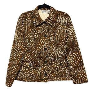 Chicos Size 3 Y2K Mob Wife Jacket Womens‎ XL Old Money Safari Earthcore Luxury